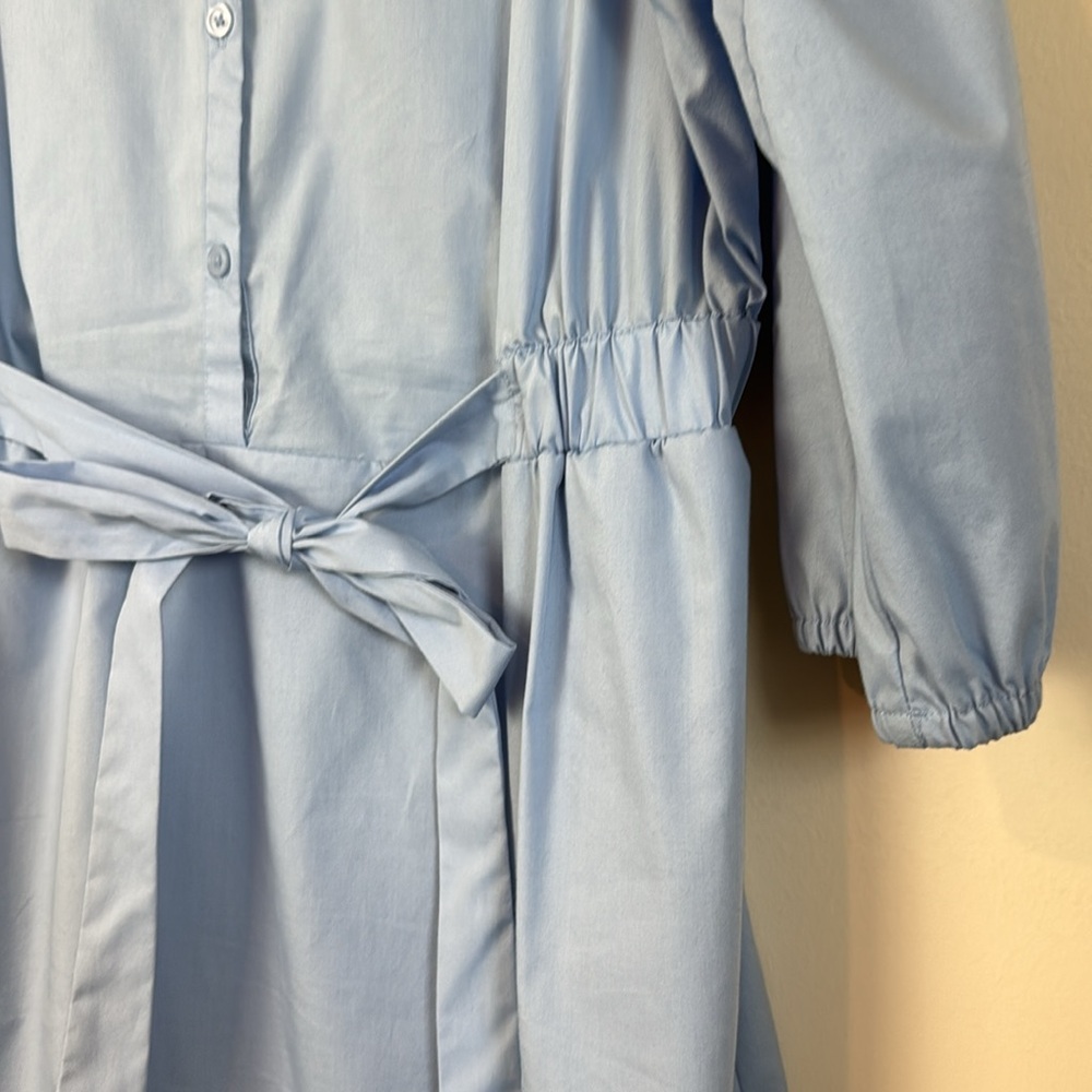 Croft & Barrow Sky Blue Splitneck Shirt Dress Size L Cotton Blend - Picture 7 of 10